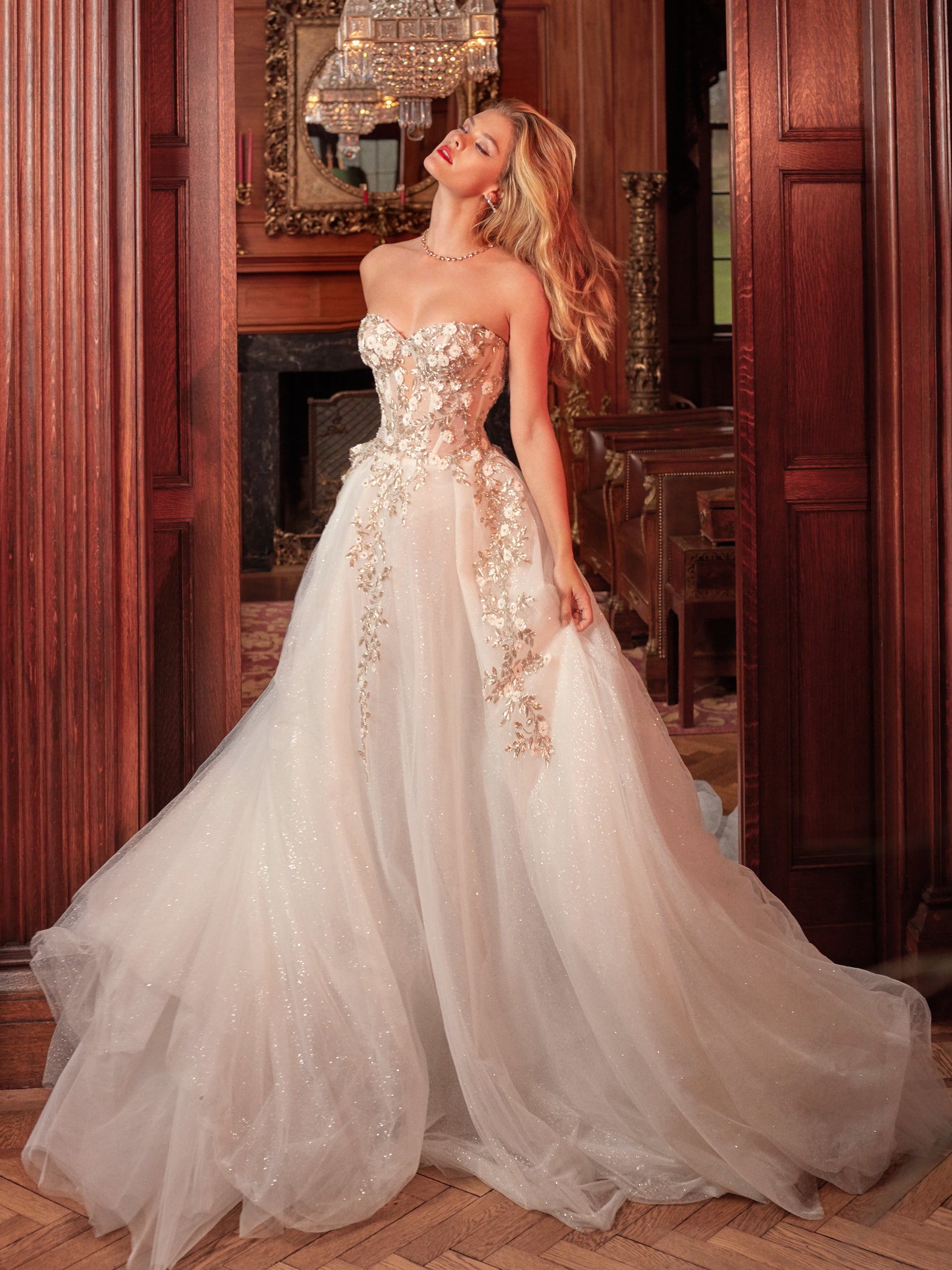 Aelin | Sparkly Flower Embellished Princess Wedding Dress