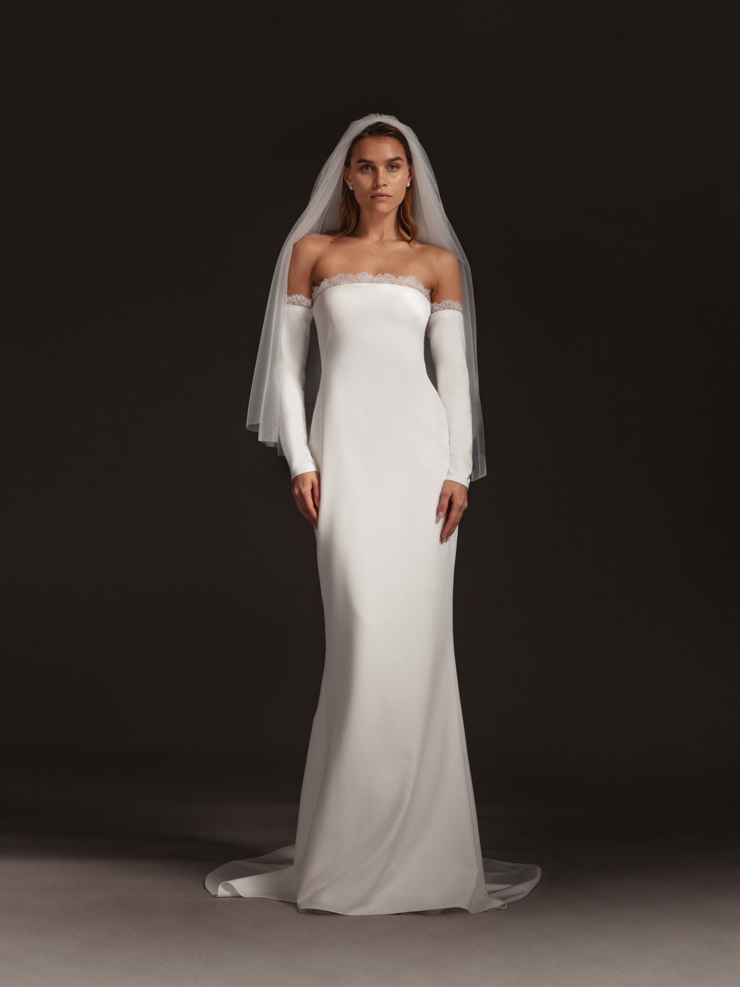 Crepe de chine wedding dress hotsell