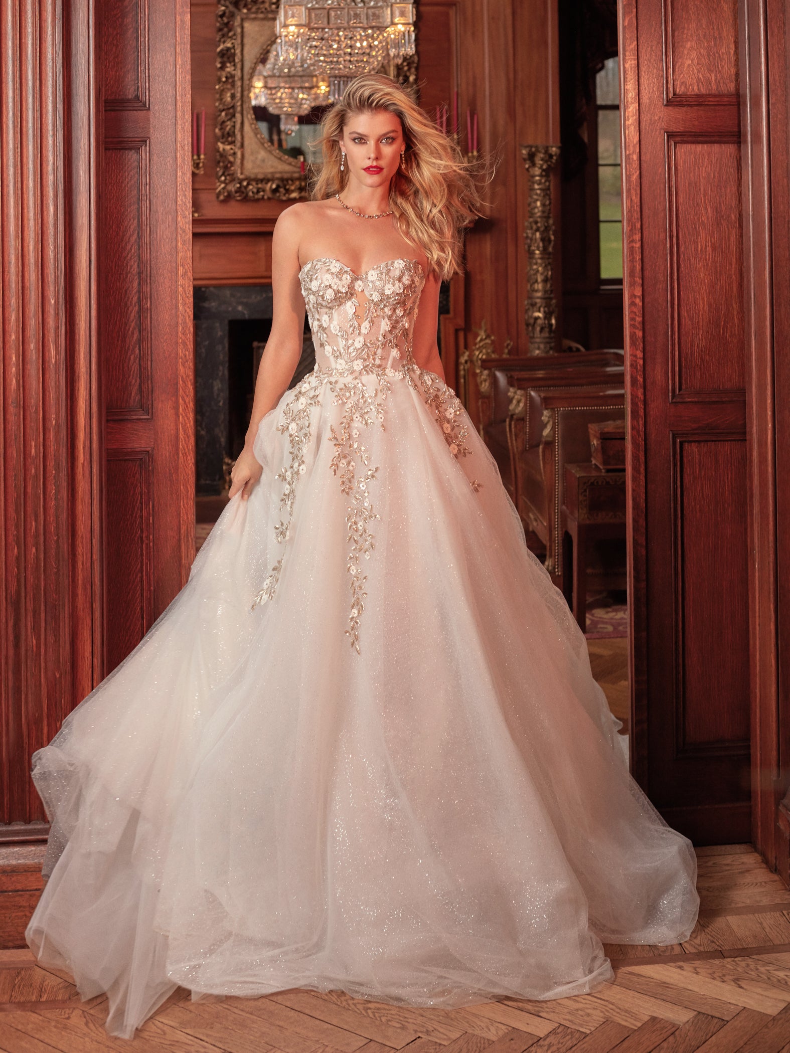 Aelin Sparkly Flower Embellished Princess Wedding Dress