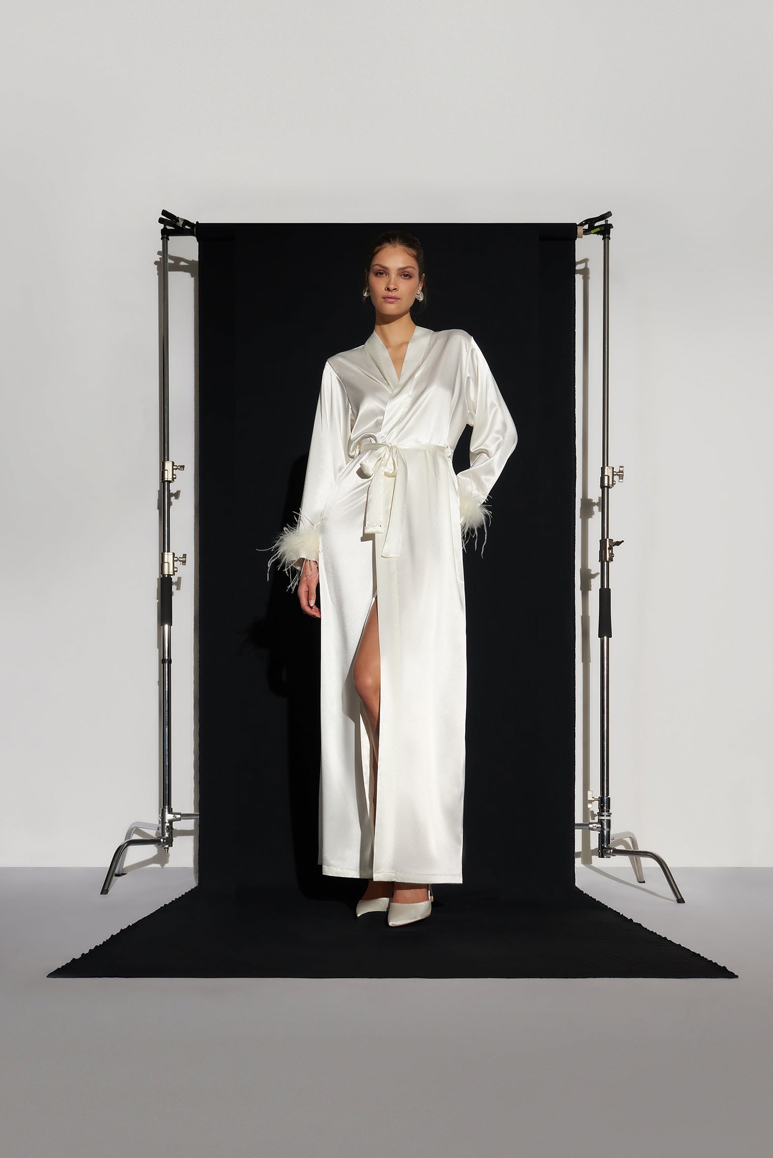 Long Bridal Robe Ivory